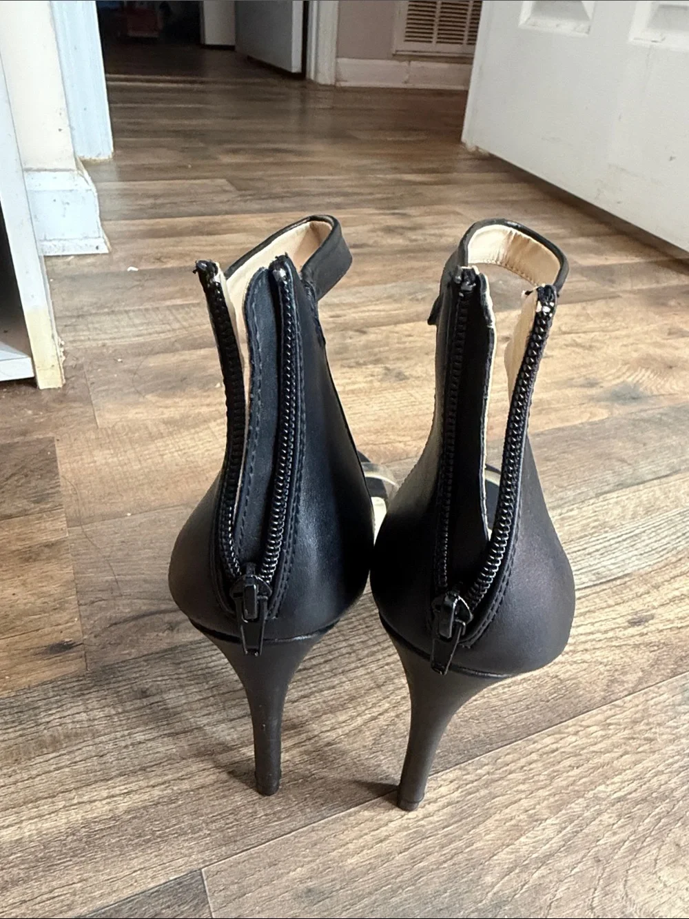 Black Ankle-Strap Stiletto Sandals - Women